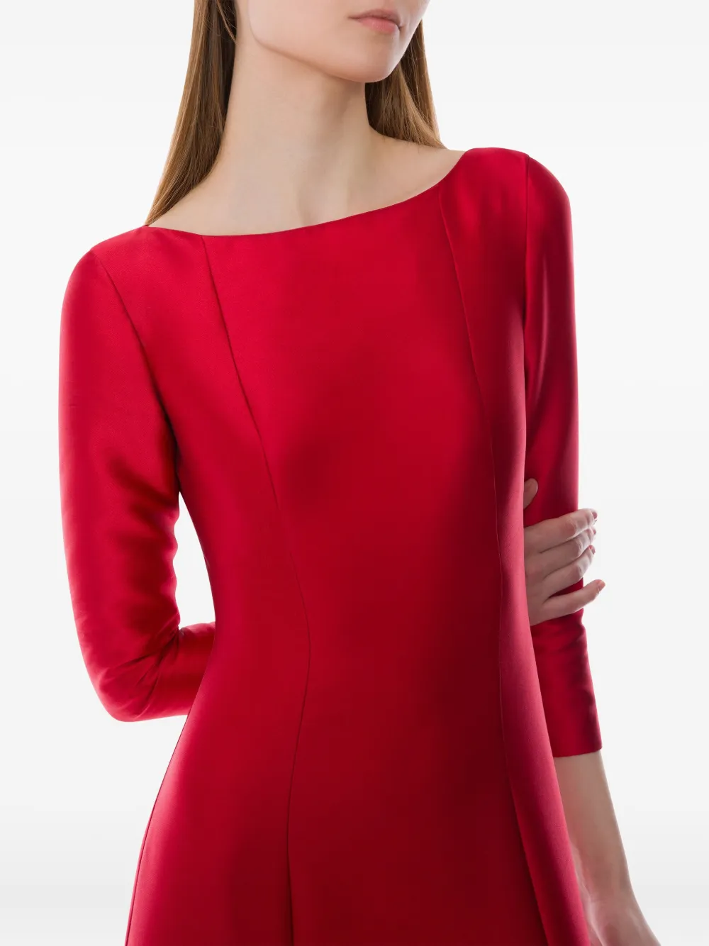 Alberta Ferretti Silk-satin Dress In Red