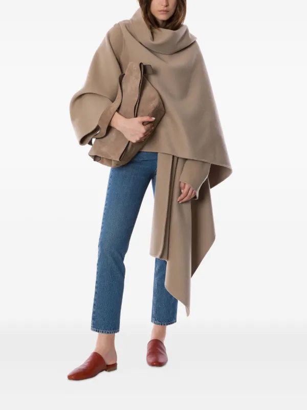 【WRYHT】ASYMMETRY CAPE PONCHO／新品タグ付／送料込 Alberta Ferretti Asymmetric Draped Poncho | Neutrals | FARFETCH