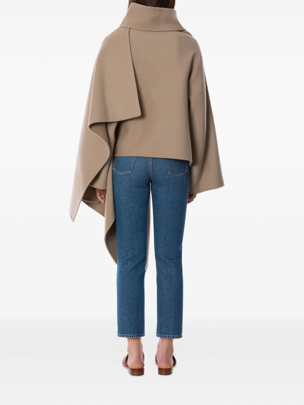 Alberta Ferretti Asymmetric Draped Poncho In Brown