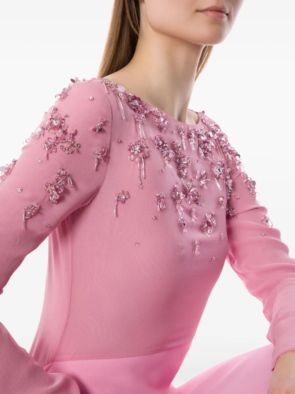 Alberta Ferretti Crepe Dress In Pink