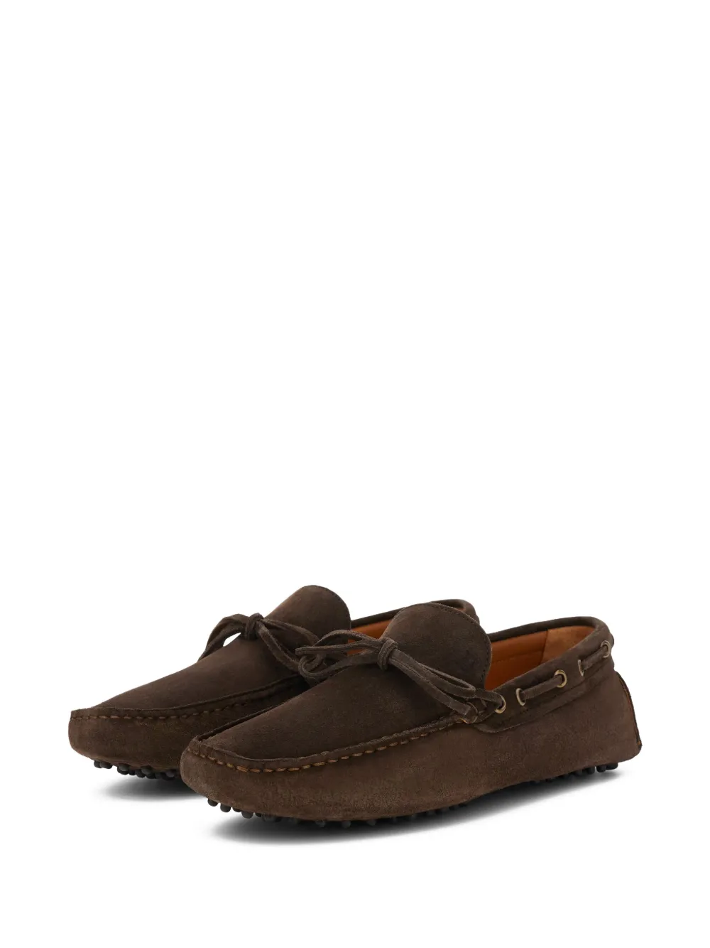 Boggi Milano Wind Loafers in Suede Leather - Bruin
