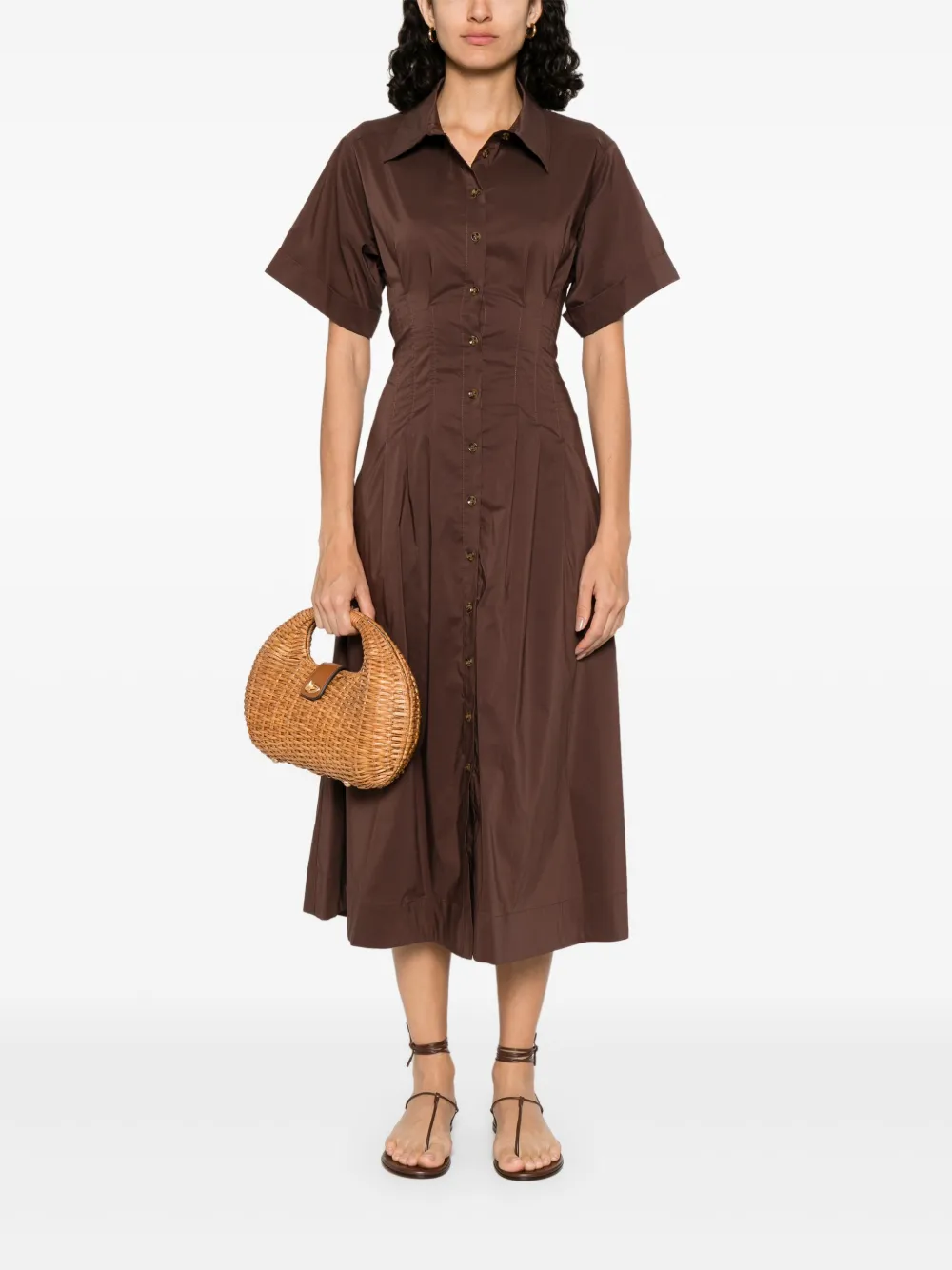 TWINSET Uitgesneden midi-jurk - Bruin
