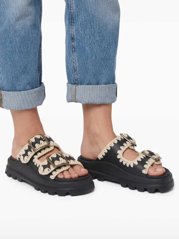 Mou Eva Buckled Sandals | Black | FARFETCH