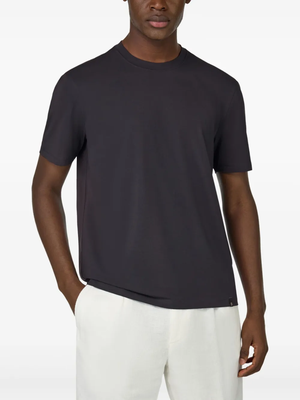 Boggi Milano T-shirt met ronde hals Zwart