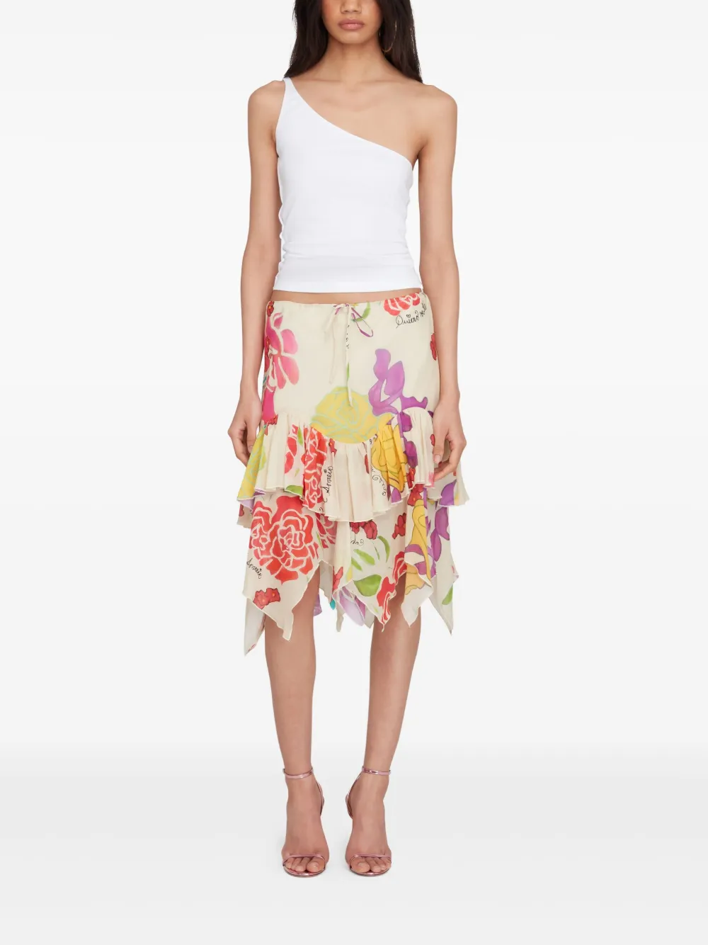 Donde Esteban Midi-jurk met bloemenprint - Beige