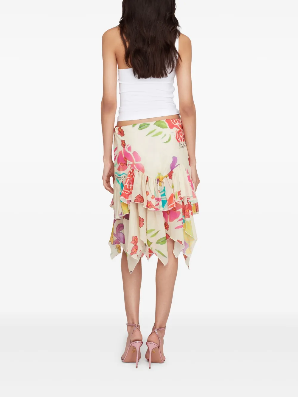  Donde Esteban Floral-print Midi Skirt - Neutrals 