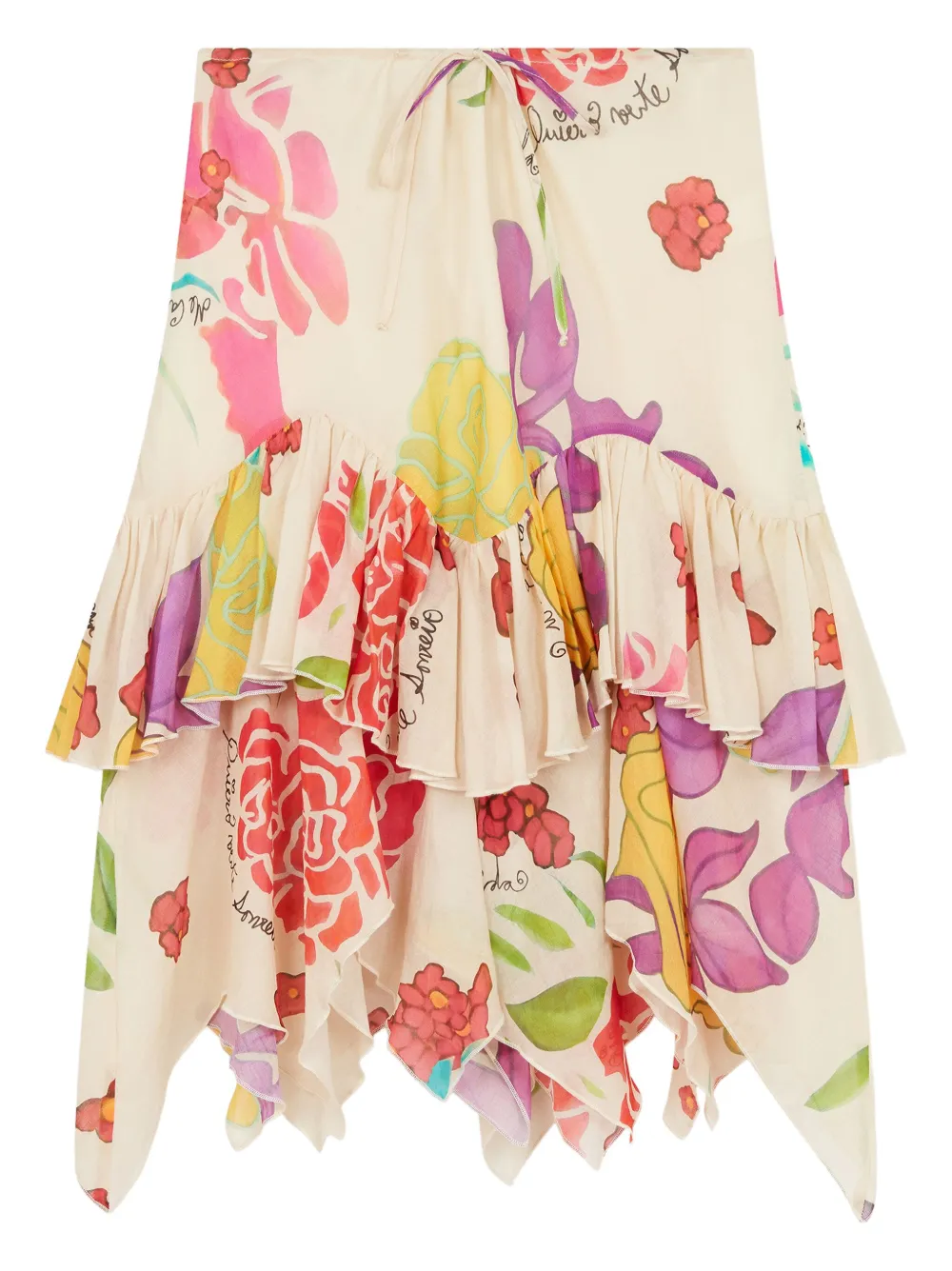 Donde Esteban jupe mi-longue à fleurs | tons neutres | Image 1