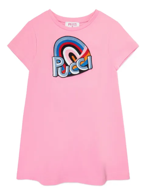 PUCCI Junior vestido tejido de canalé con pliegues en la falda