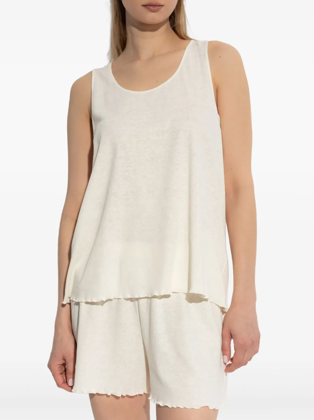 Shop Hanro Serena Tank Top And Shorts Pyjama Set In White
