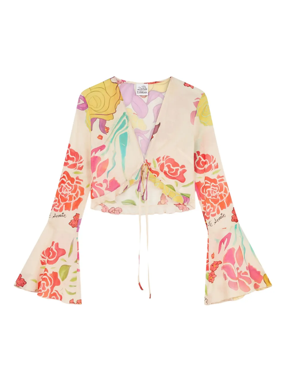 DONDE ESTEBAN FLORES CROPPED BLOUSE