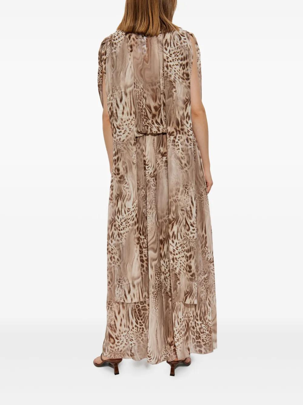 Blumarine Printed Chiffon Dress In Brown