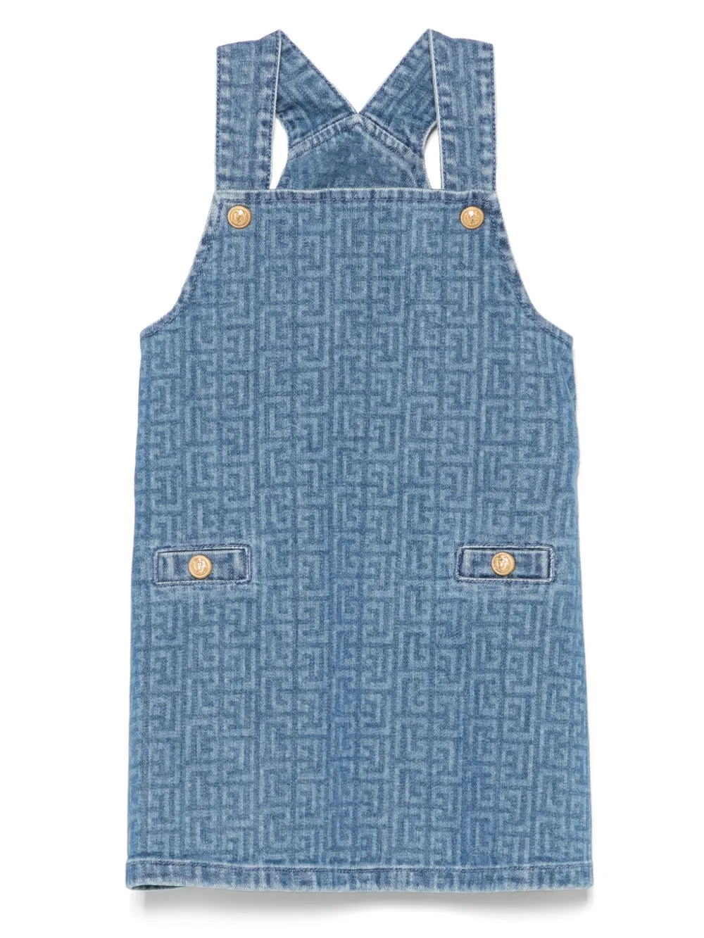 Balmain Kids Jurk met PB-monogram Blauw