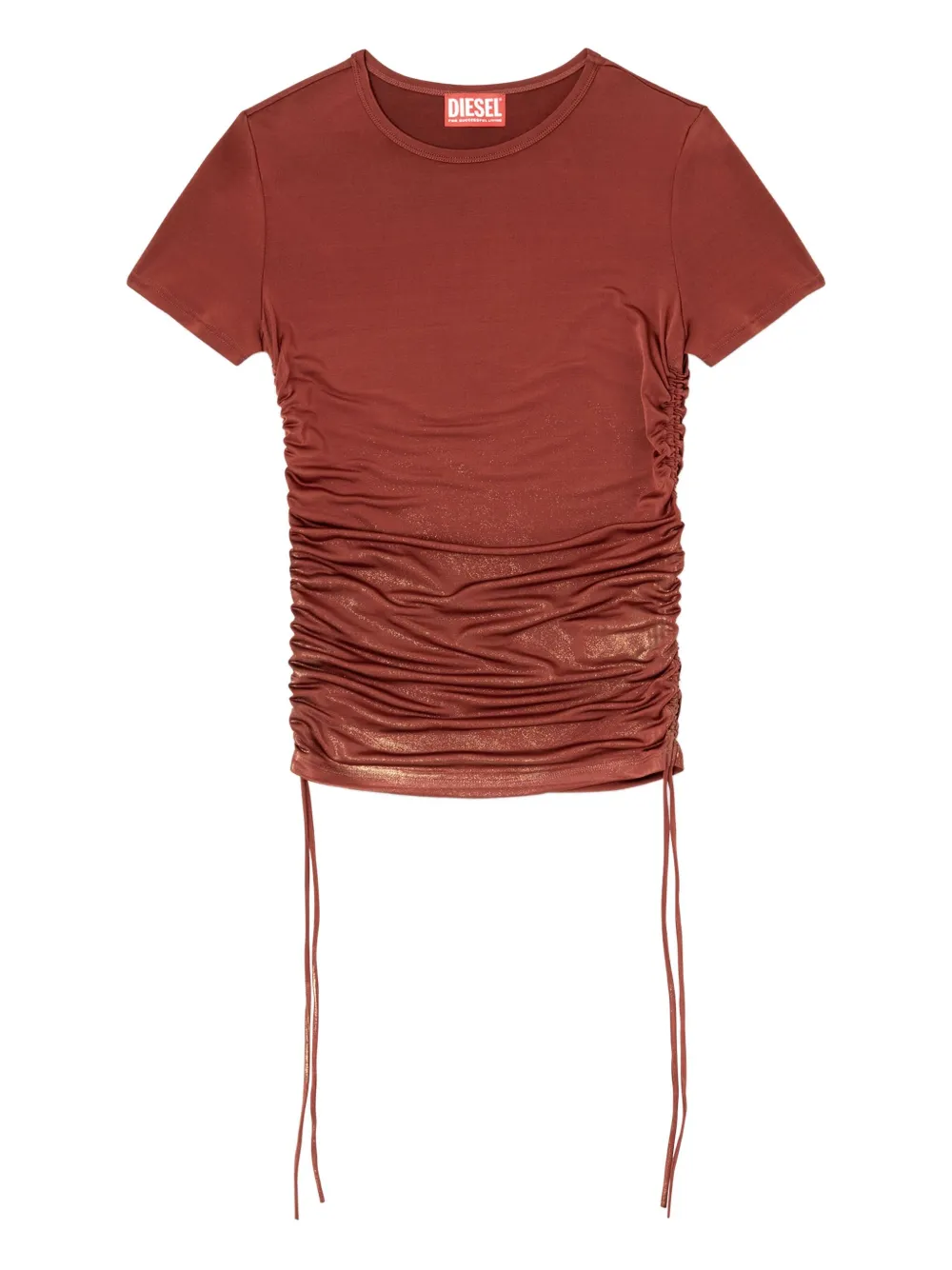 Diesel T-Rey gesmockt T-shirt met trekkoord Bruin