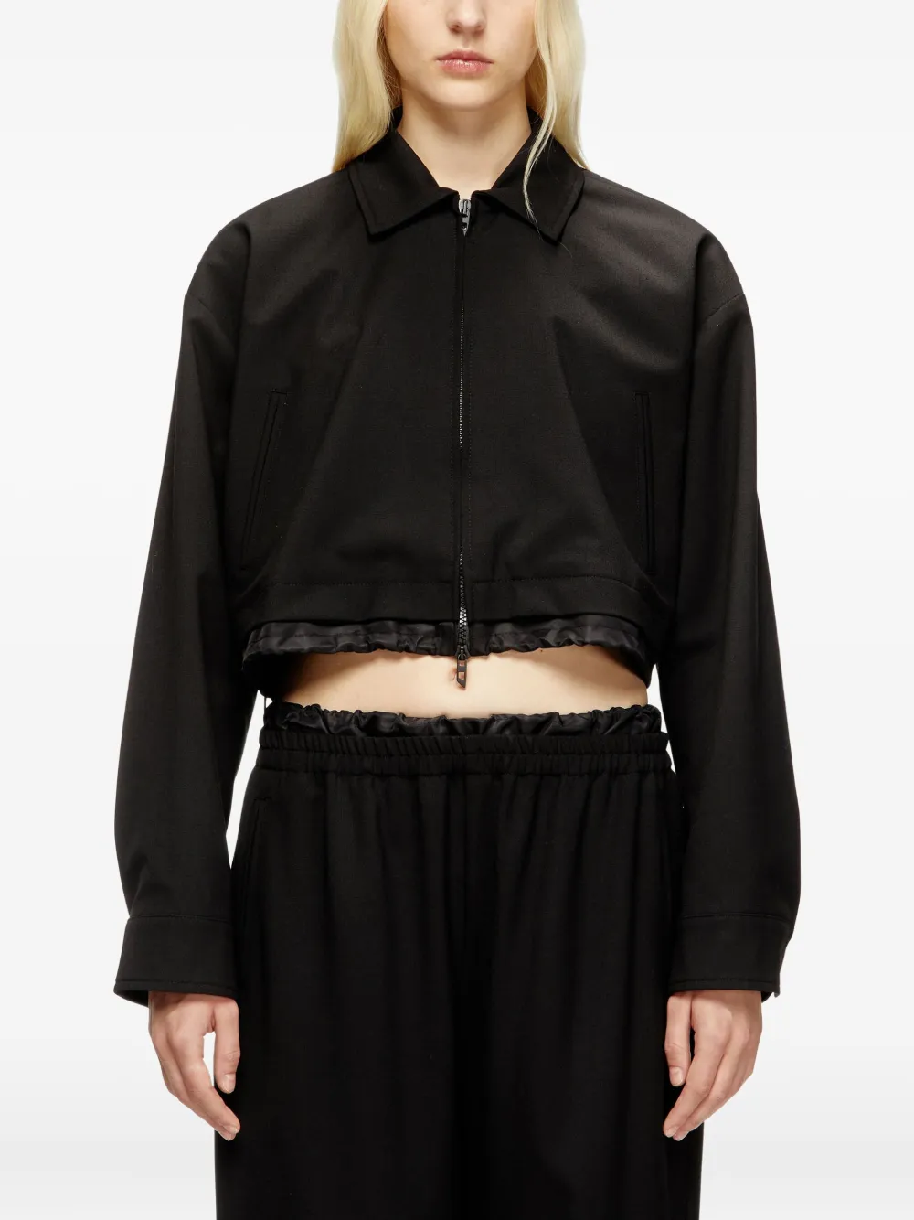 Diesel J-TING cropped jack met rits Zwart