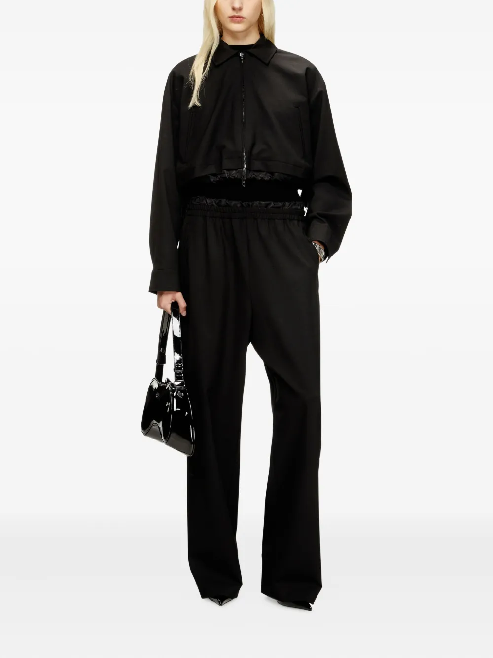 Diesel J-TING cropped jack met rits Zwart
