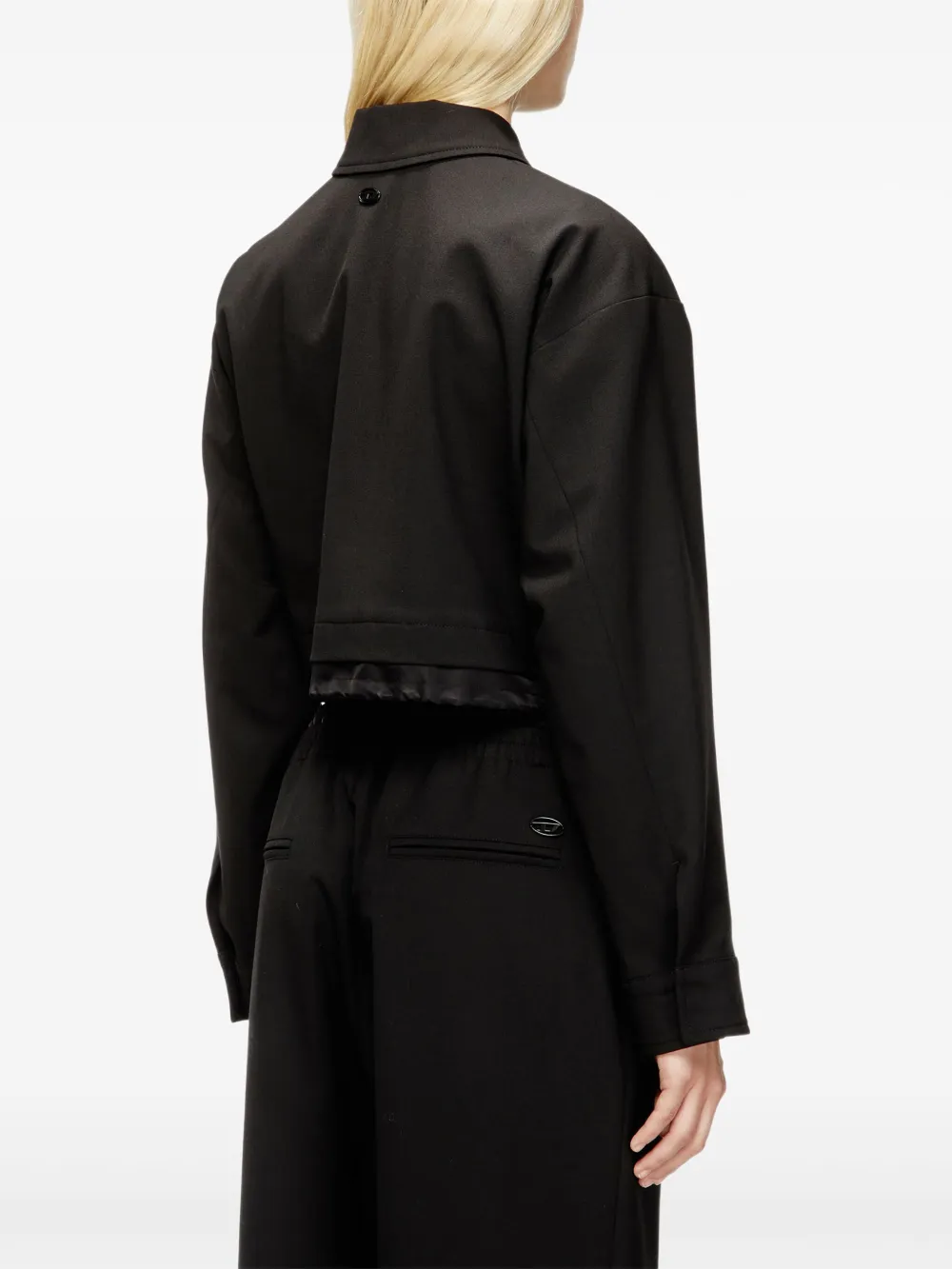 Diesel J-TING cropped jack met rits Zwart