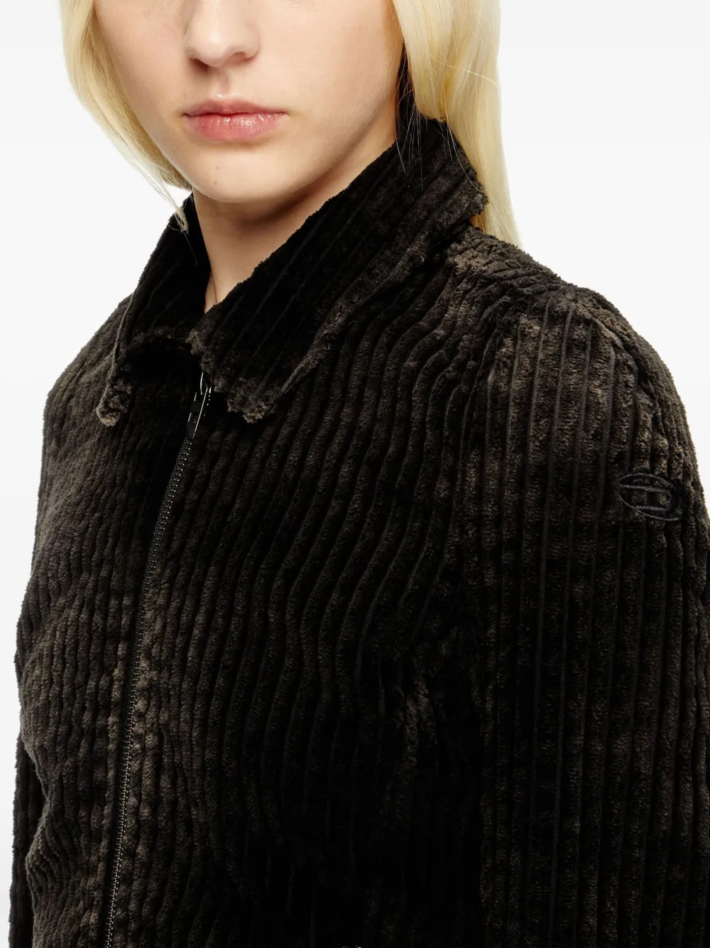 Diesel G-ENEA ribfluwelen jack met rits Zwart