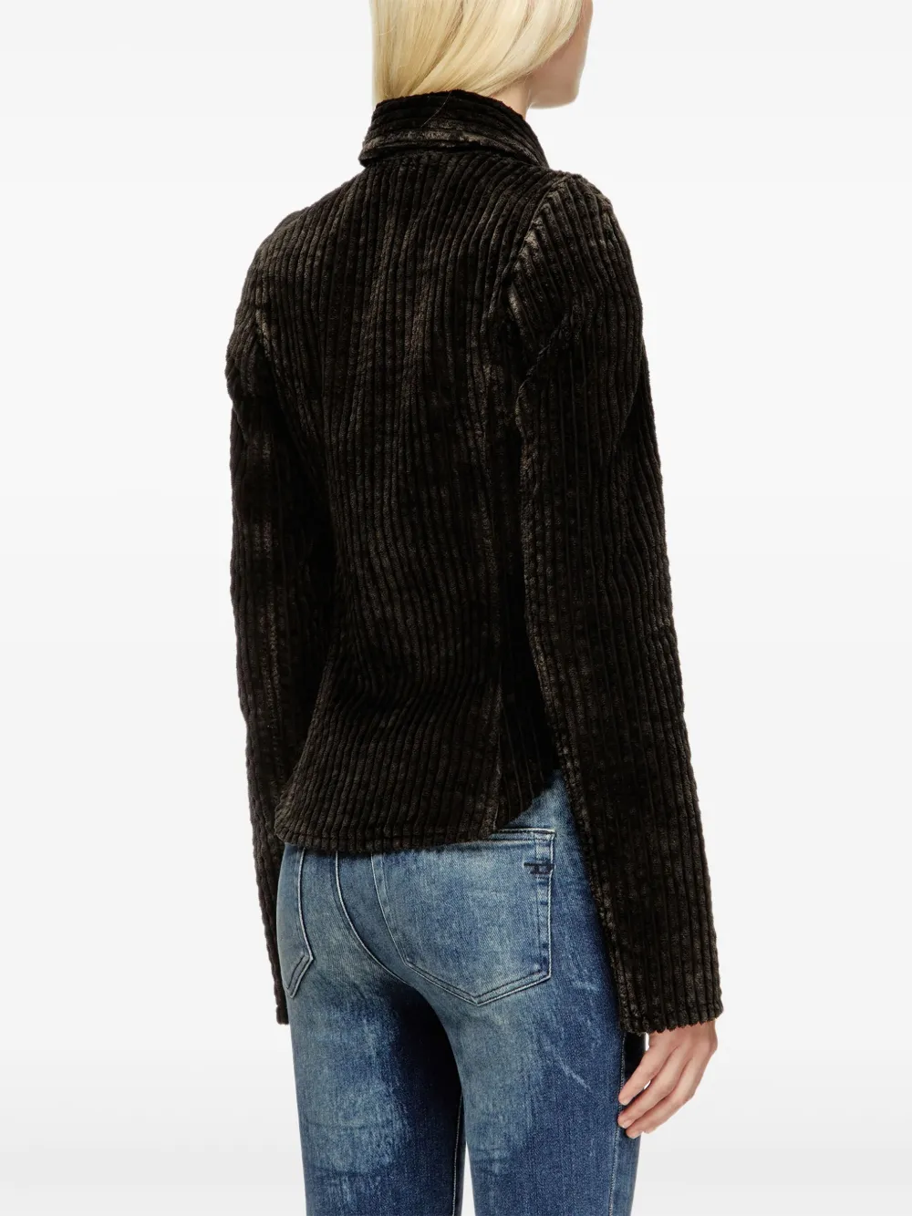 Diesel G-ENEA ribfluwelen jack met rits Zwart