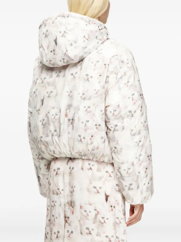 Diesel kitten-print Hooded Puffer Jacket | White | FARFETCH