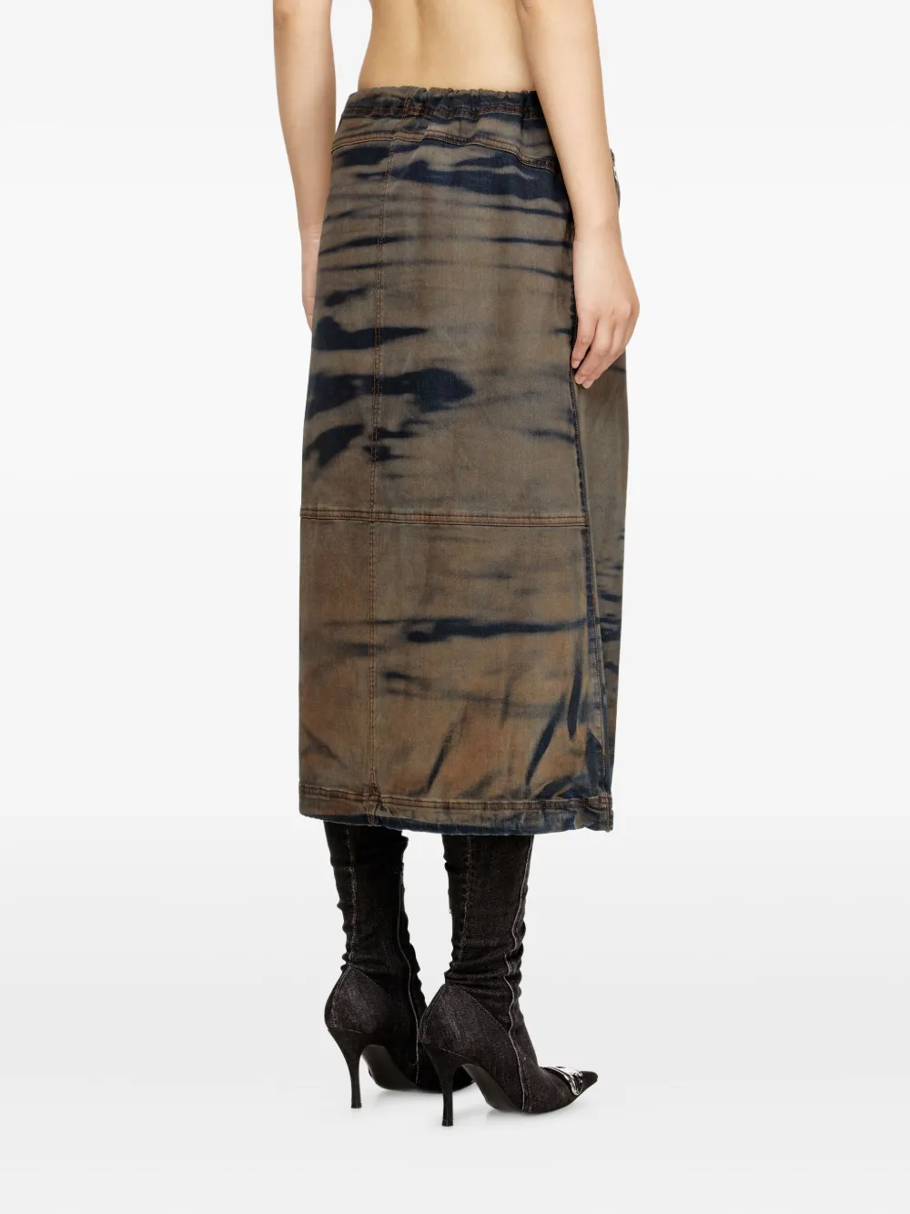 Diesel O-mirtow-den Drawstring Tie-dye Skirt In Brown