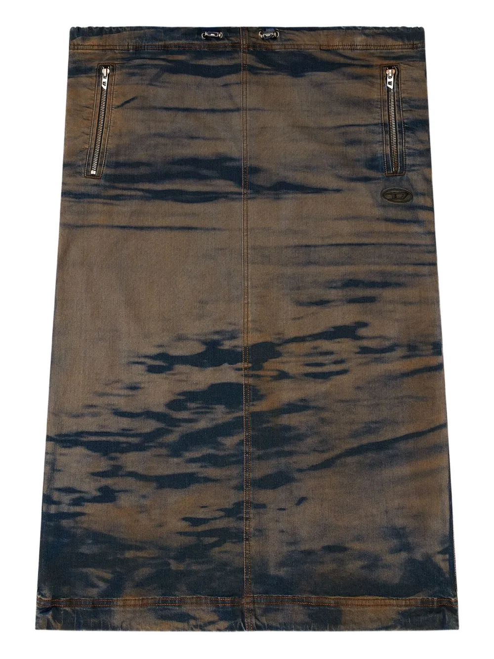 Diesel O-mirtow-den Drawstring Tie-dye Skirt In Brown