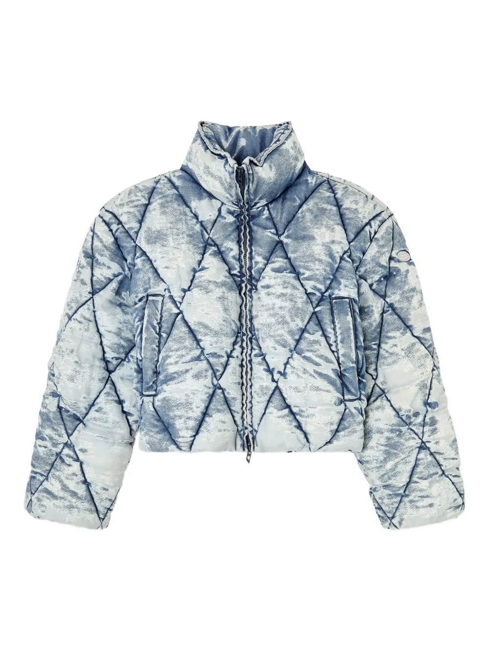 Diesel Gewatteerd donsjack met acid wassing Blauw