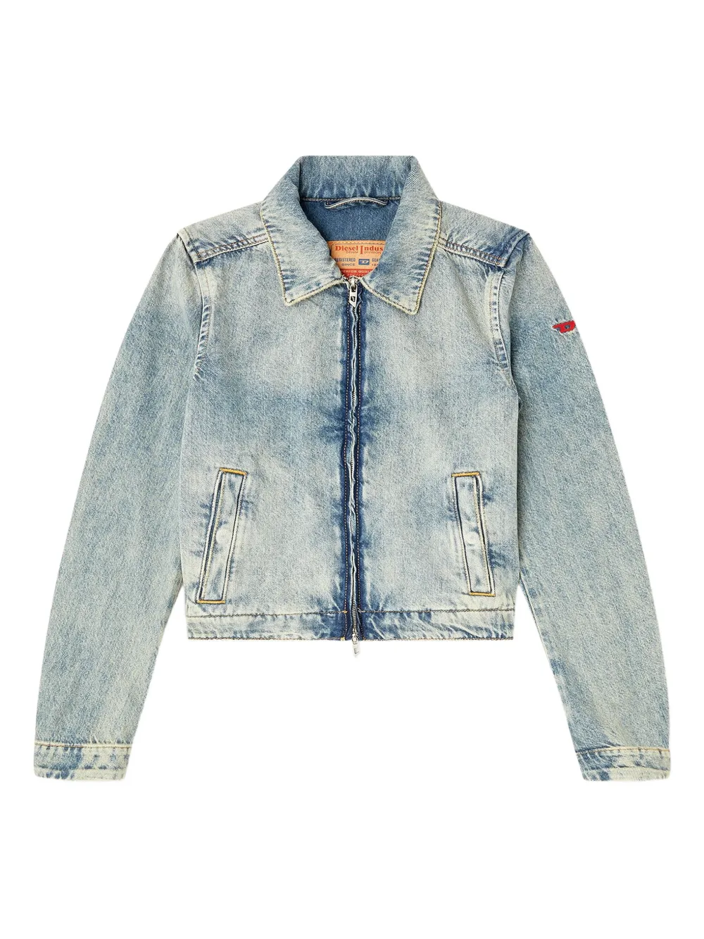 Diesel zip-fastening shoulder-detail denim jacket Blauw