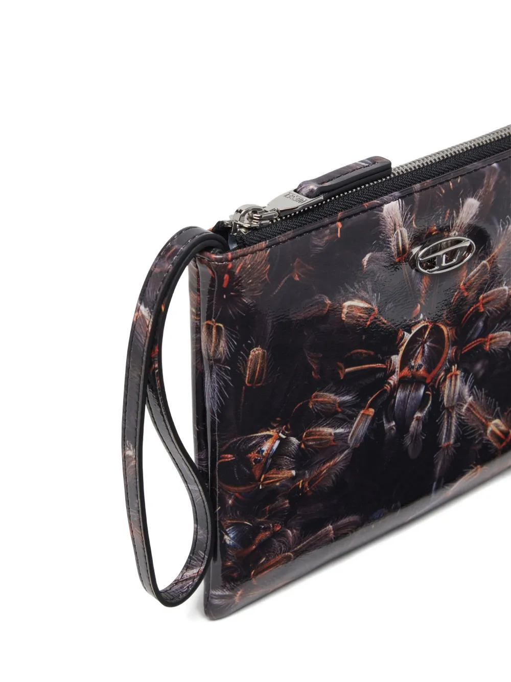 Diesel Buidel met tarantulaprint en polsband Zwart
