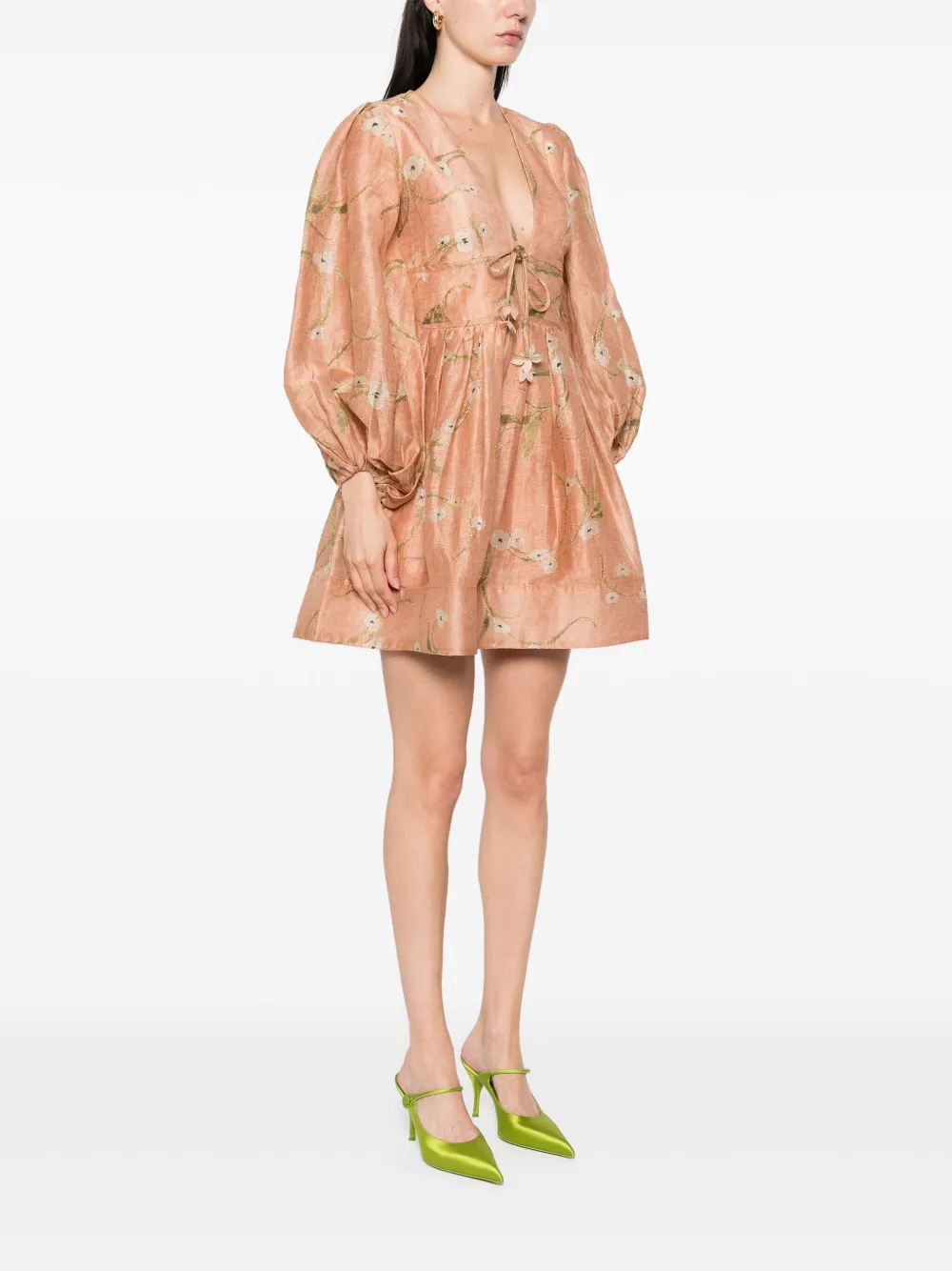 ZIMMERMANN Illuminate Drawn mini-jurk Beige