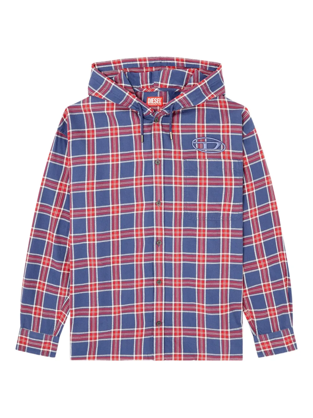 Diesel checked hooded jacket Blauw