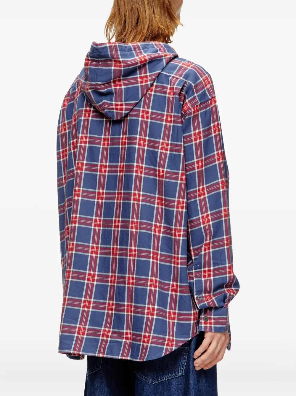Diesel checked hooded jacket Blauw