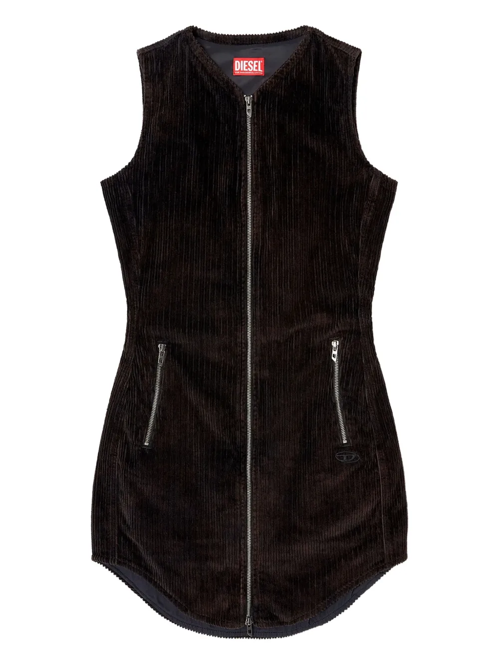 Diesel D-Enea zip-front corduroy mini dress | Black | Image 1