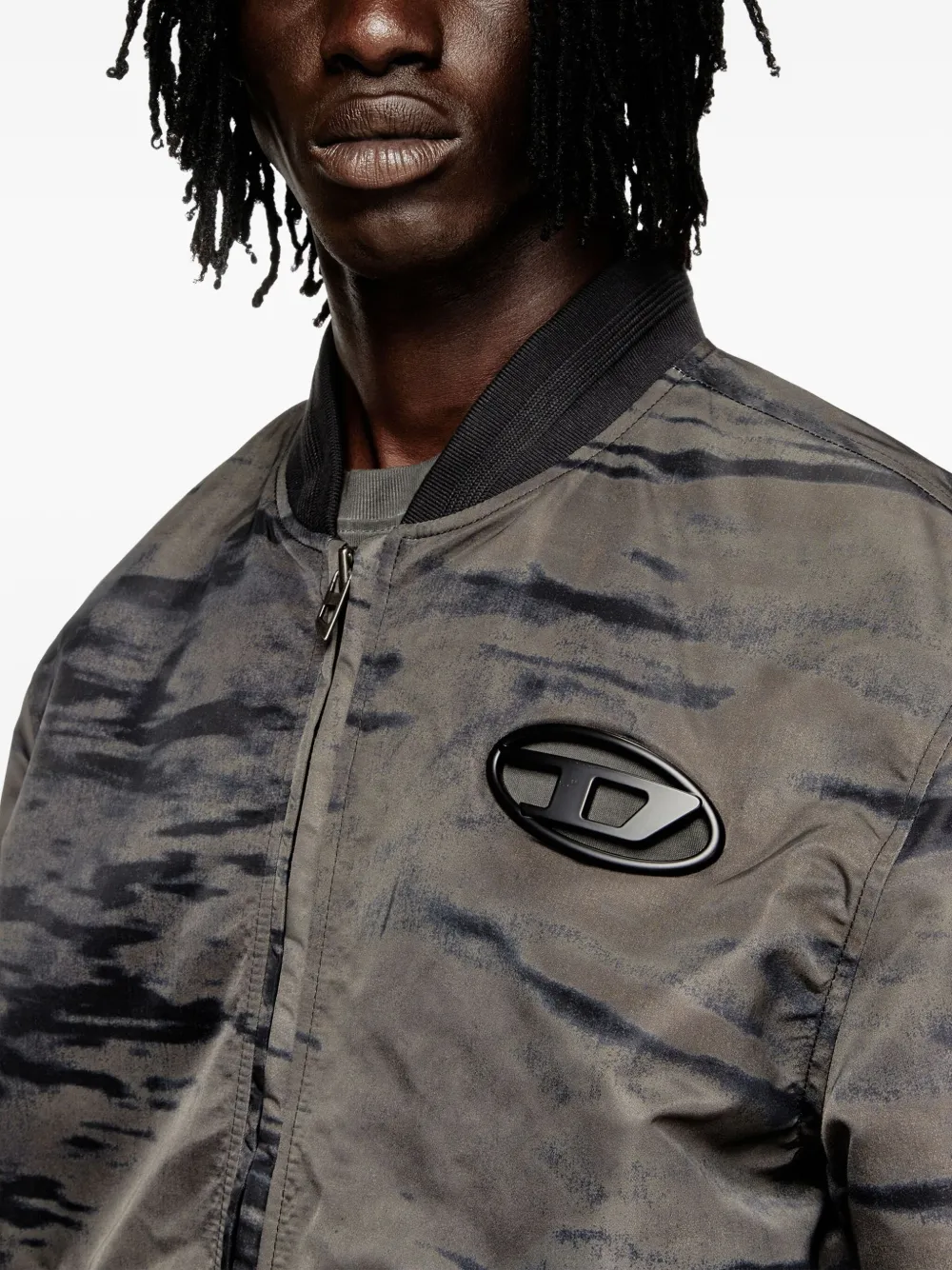Diesel abstract-print bomber jacket Grijs