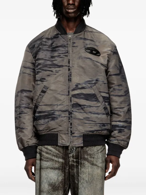 Diesel アブストラクトパターン ボンバージャケット | グレー
