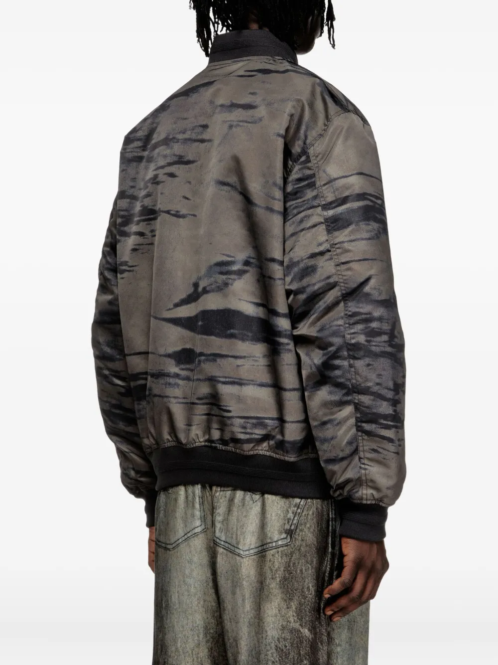 Diesel abstract-print bomber jacket Grijs