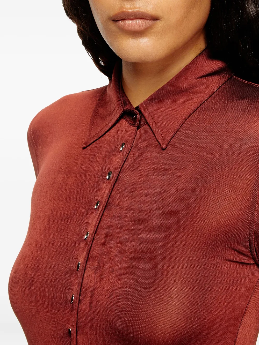 Diesel Metallic-effect Button-front Mini Day Dress In Red