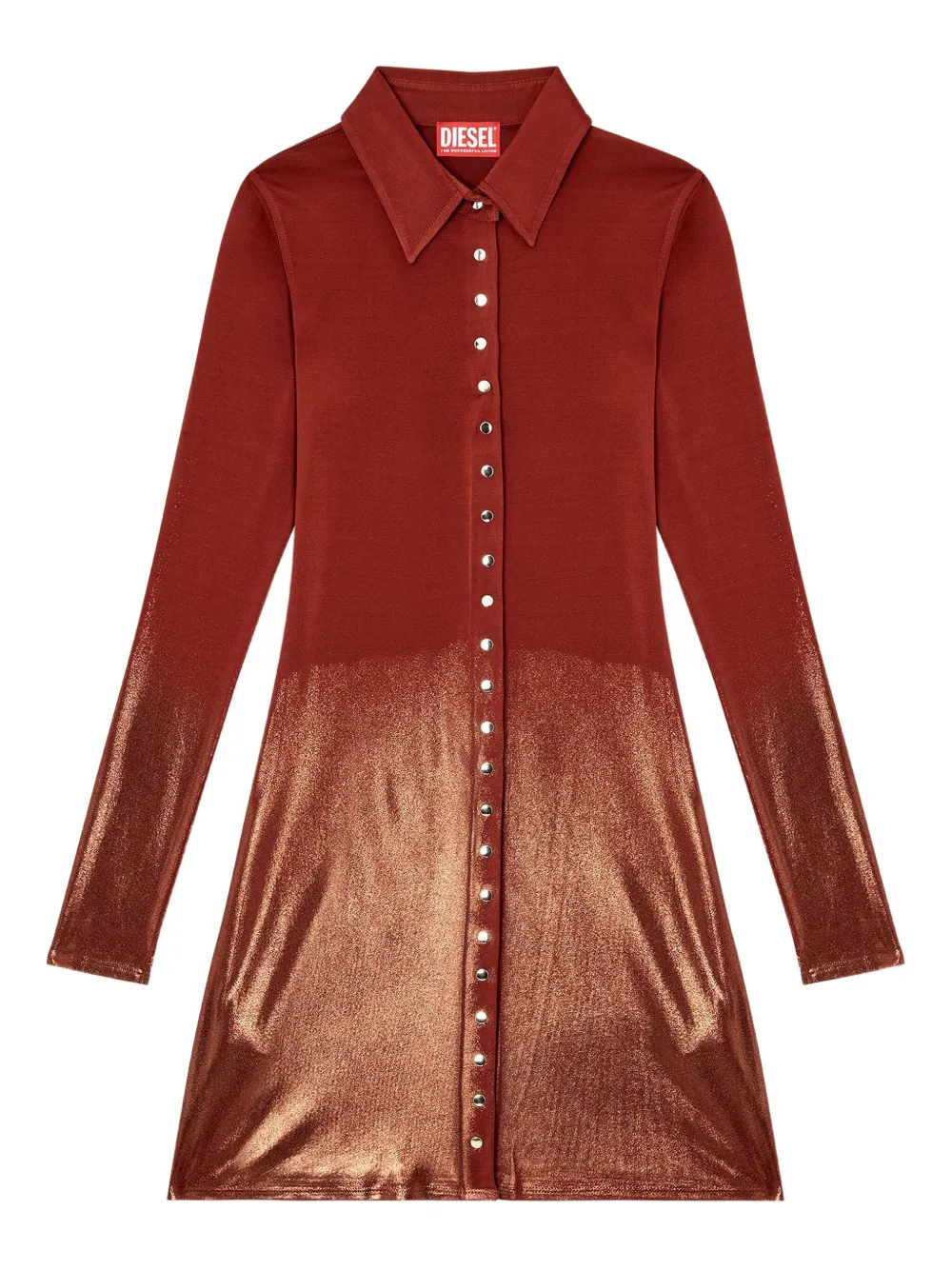 Diesel Metallic-effect Button-front Mini Day Dress In Red