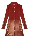Diesel metallic-effect button-front mini day dress - Red