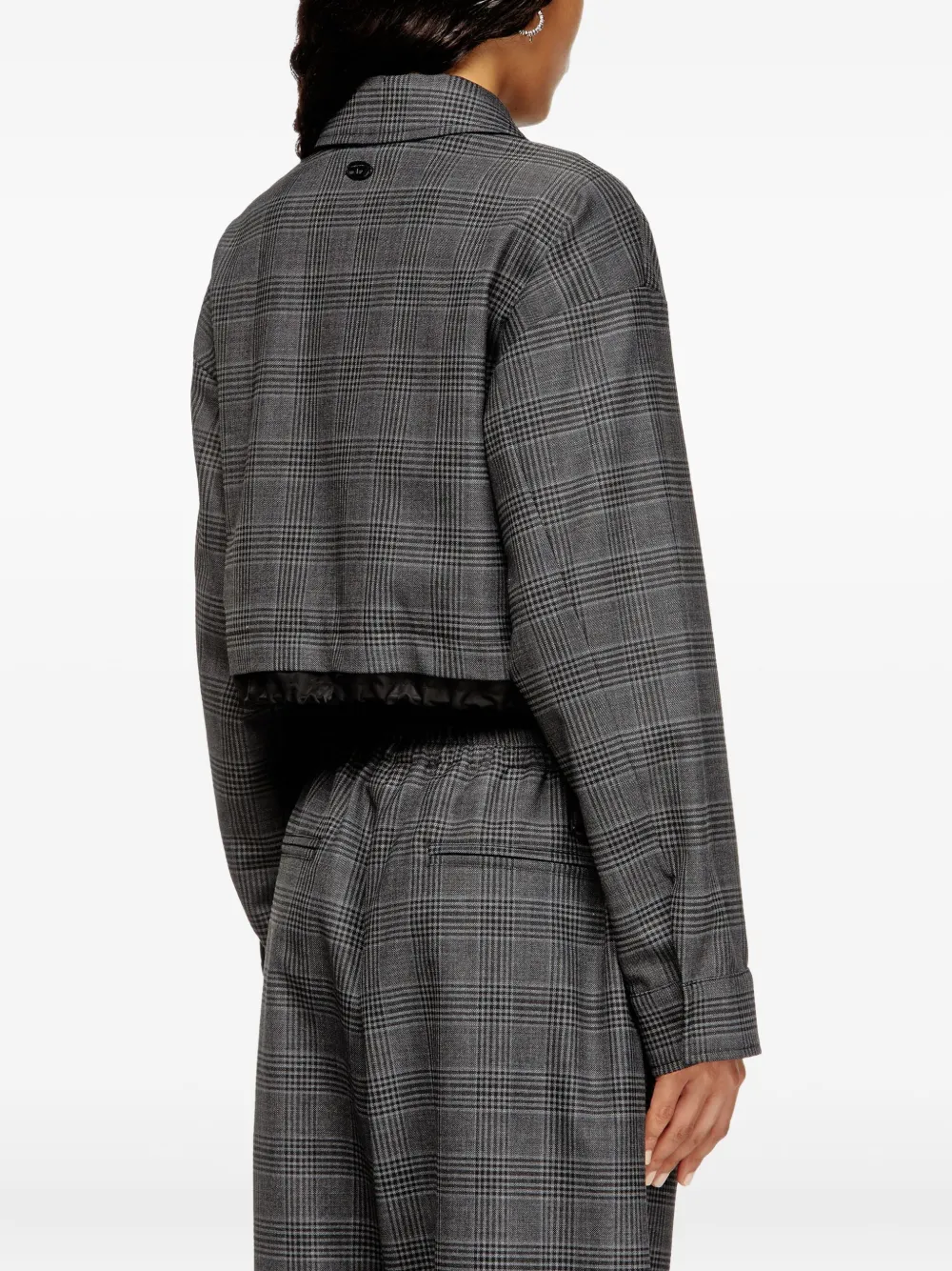 Diesel checked cropped jacket Zwart