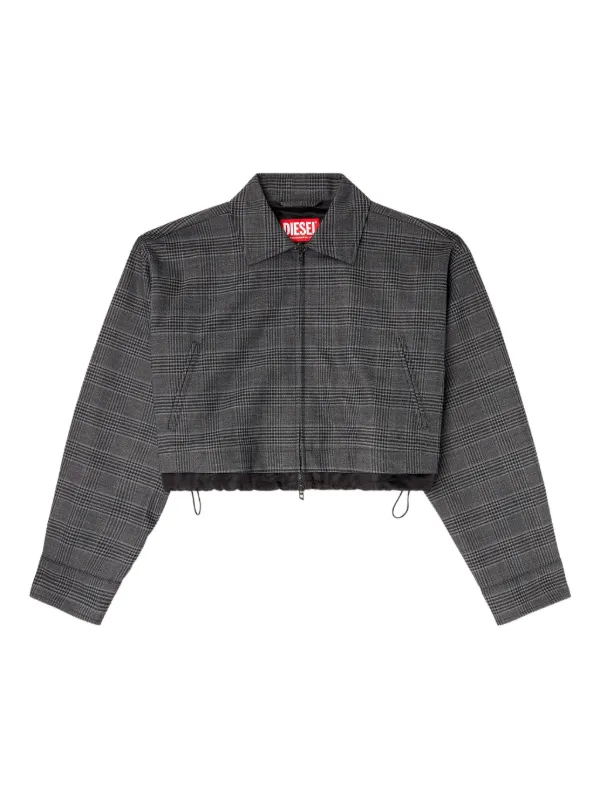 DIESEL ブラック クロップドジャケット Diesel チェック クロップドジャケット | ブラック | FARFETCH JP