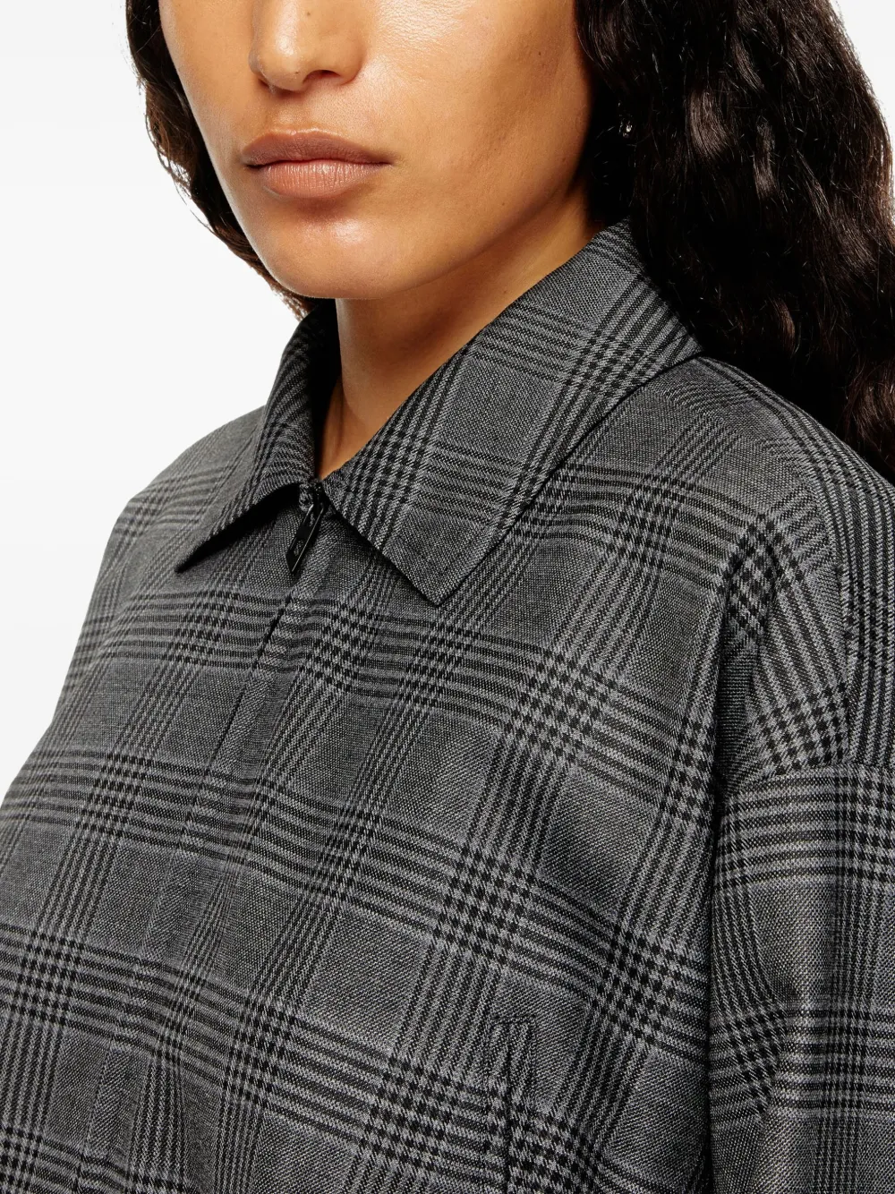 Diesel checked cropped jacket Zwart