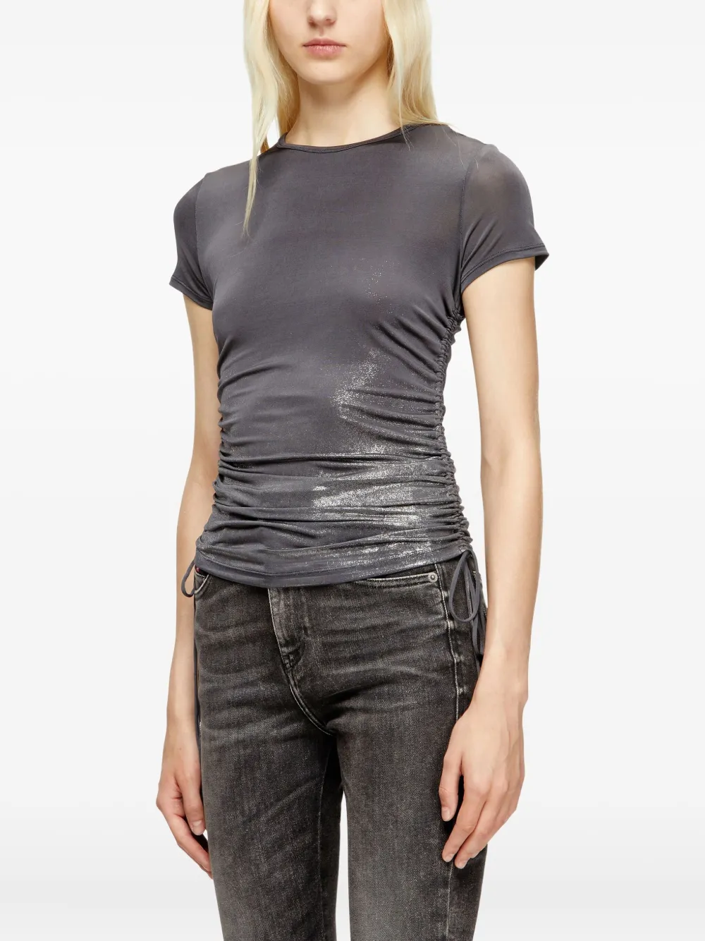 Diesel T-Rey gesmockte top met metallic detail Grijs