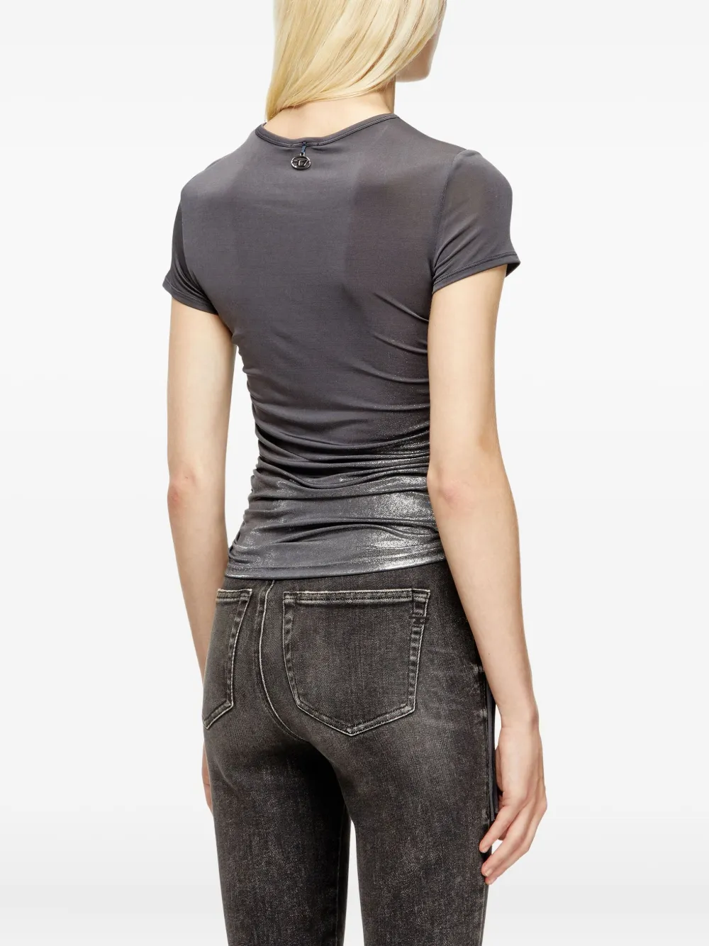 Diesel T-Rey gesmockte top met metallic detail Grijs