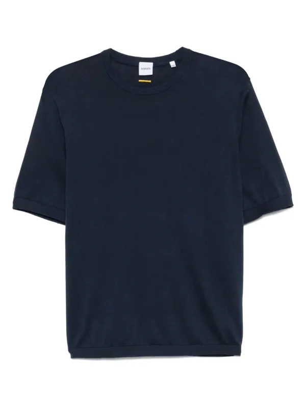 ASPESI スフリットネックファインニットTシャツ 【関税込】 ASPESI ファインニット Tシャツ | ブルー | FARFETCH JP