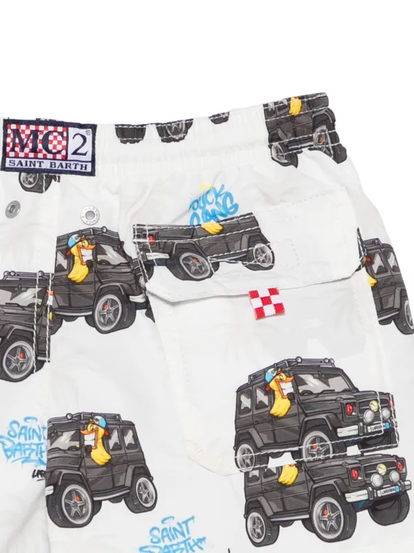MC2 Saint Barth Kids x CryptoPuppets Jean Swim Shorts | White