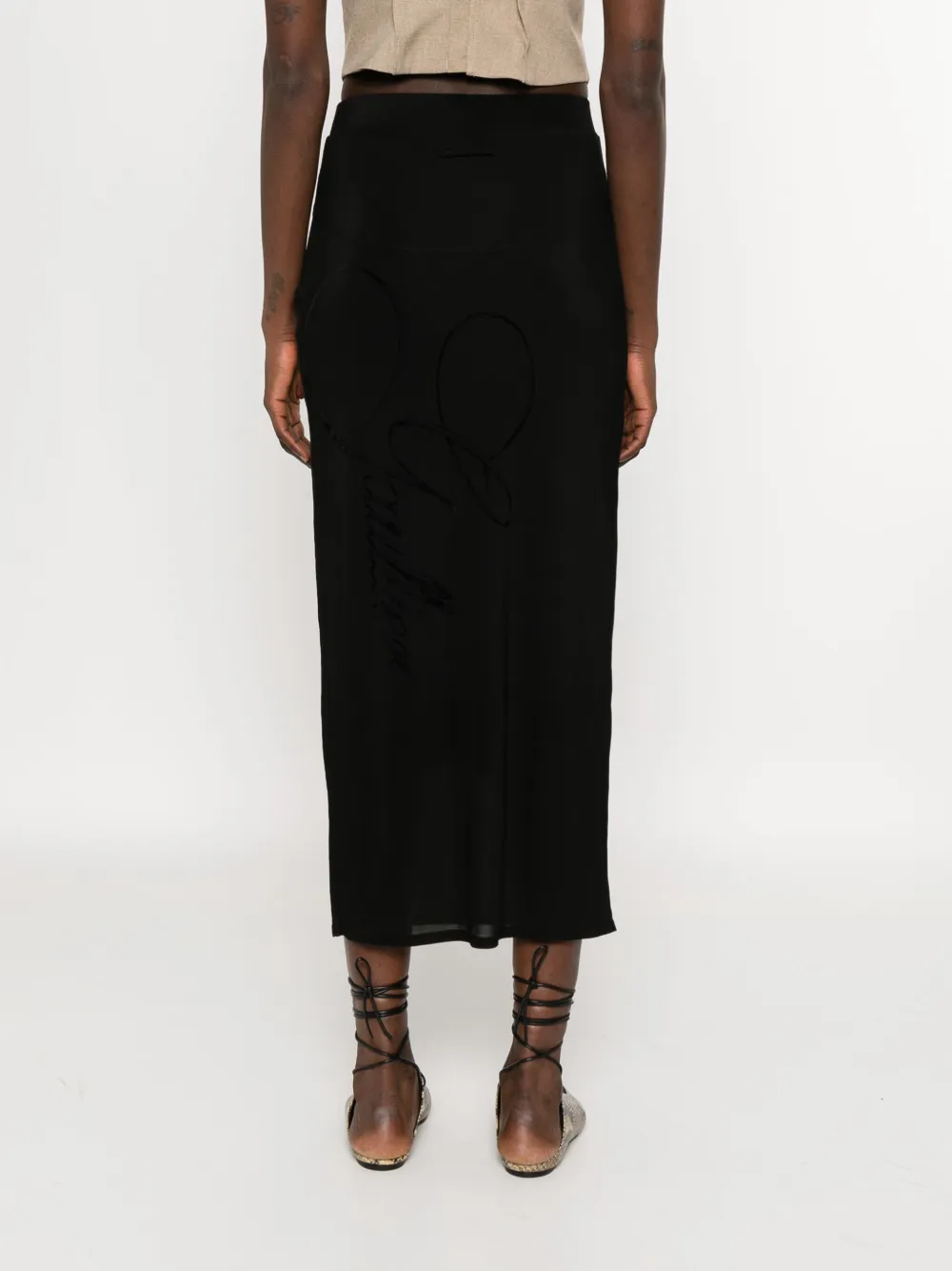Shop Jean Paul Gaultier Flocked-logo Midi Skirt In Black