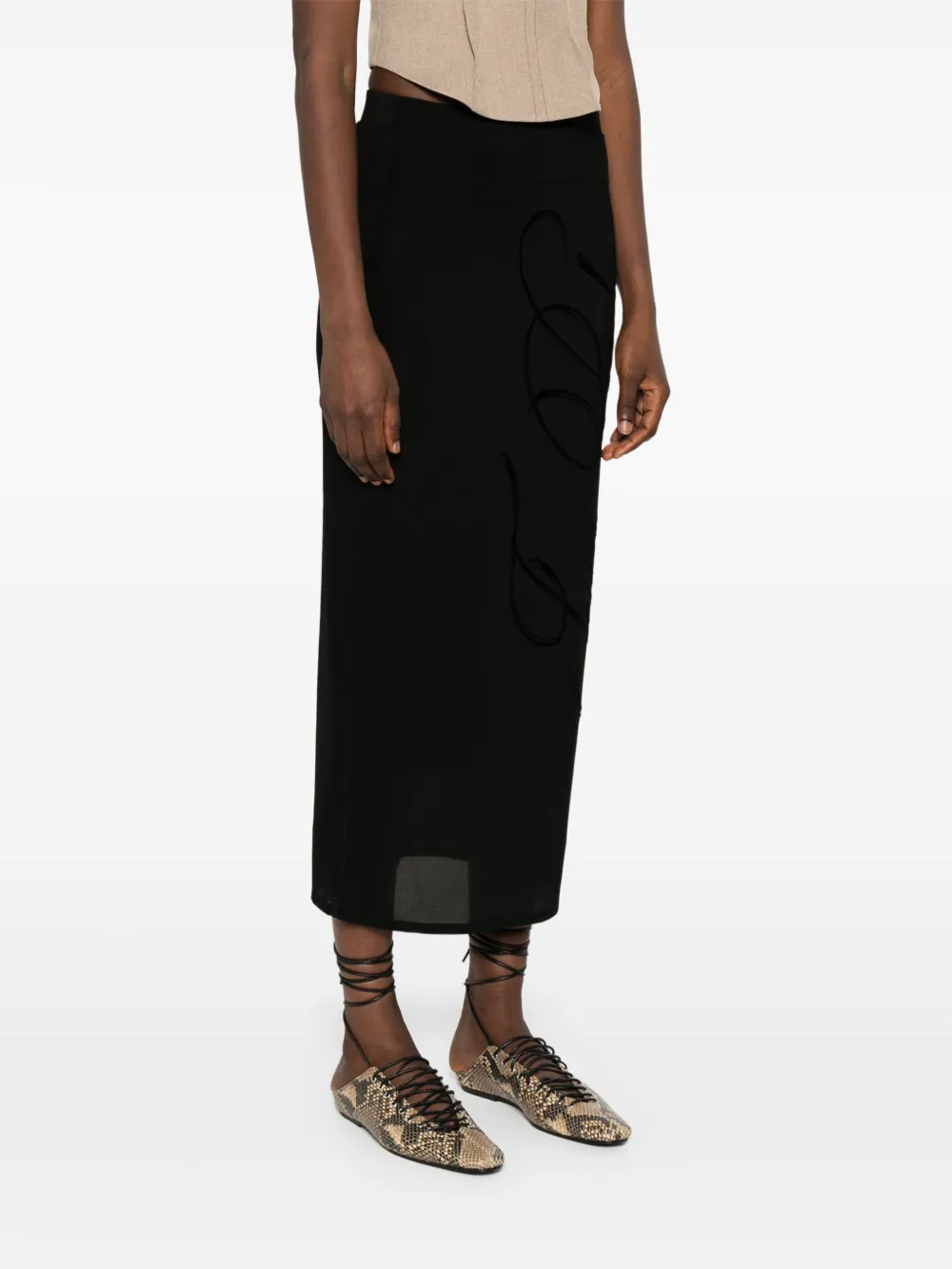Shop Jean Paul Gaultier Flocked-logo Midi Skirt In Black