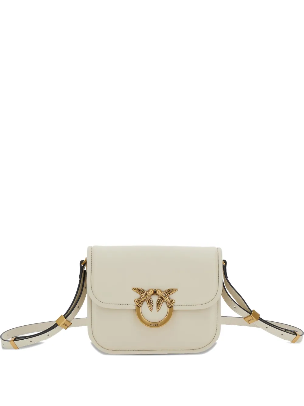 Pinko Structured Shoulder Bag With Gold-tone Bird Embellishments In White