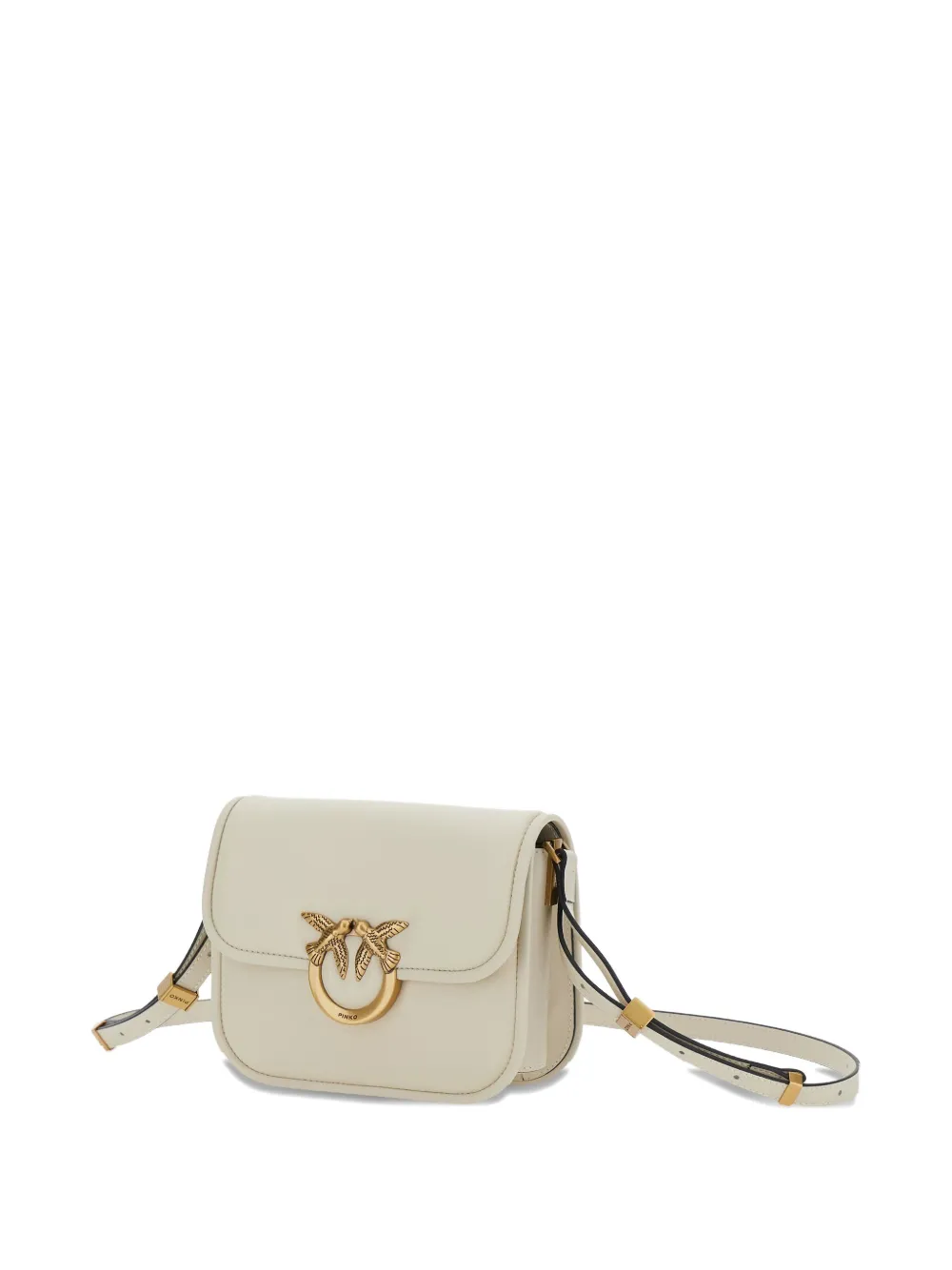 Pinko Structured Shoulder Bag With Gold-tone Bird Embellishments In White