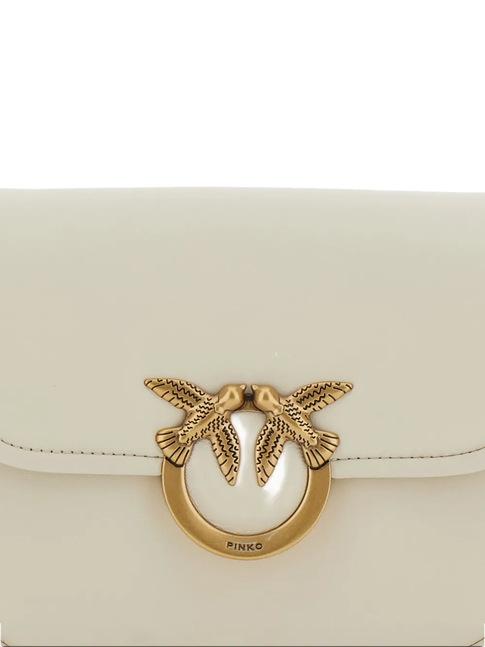 Pinko Structured Shoulder Bag With Gold-tone Bird Embellishments In White